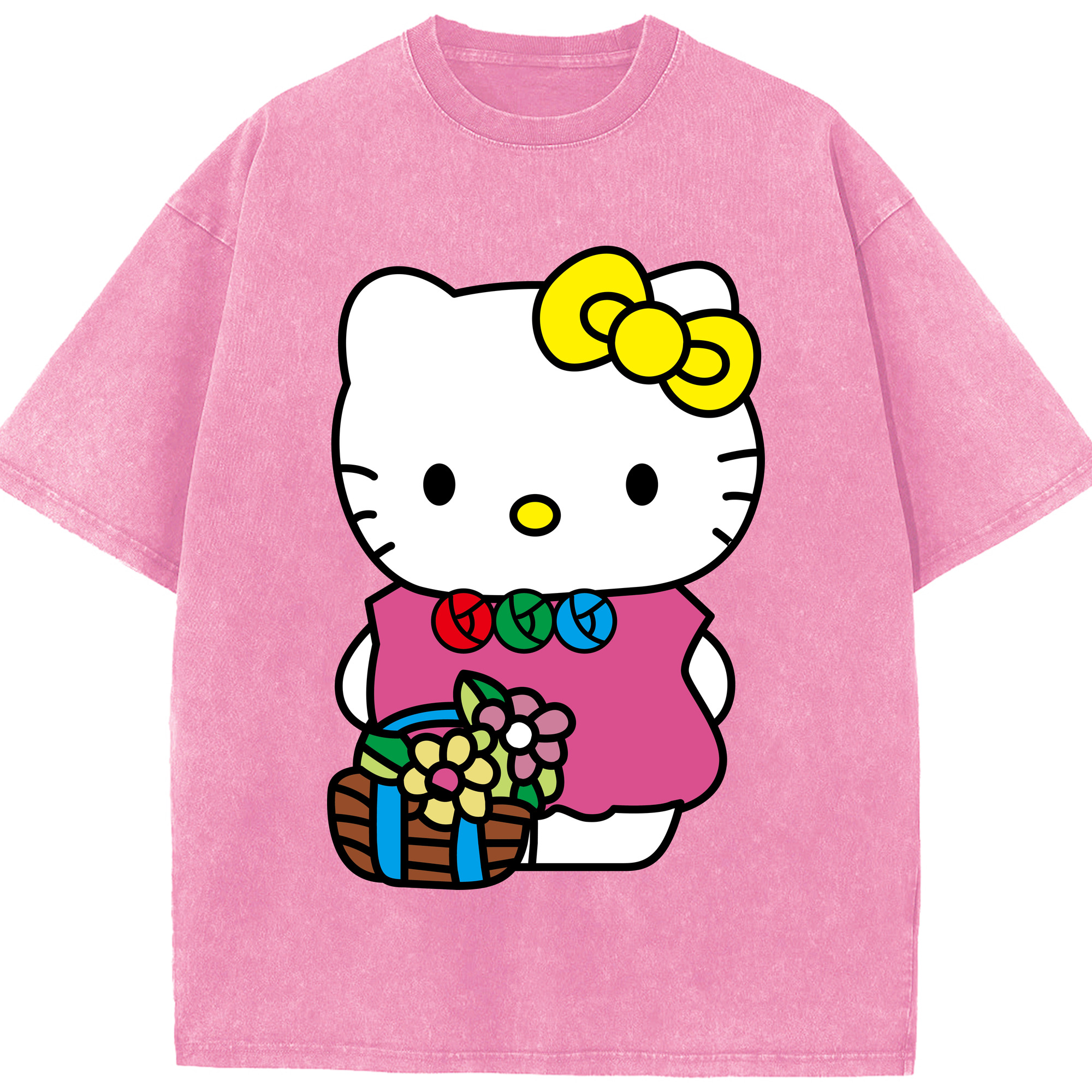 （画像用） Hello Kitty ハローキティ 綿100% ヴィンテージ風 半袖Tシャツ（フロントプリント）